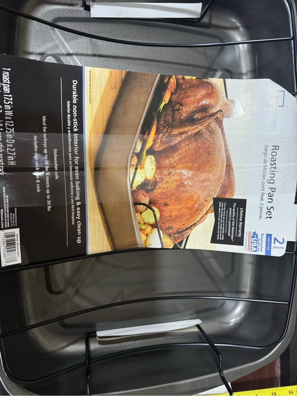 Mainstays Non-Stick Roasting Pan Set in Black - 2 Piece